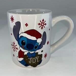 Disney Christmas Joy Stitch Glitter Santa Hat Coffee Soup Mug Cup 14oz Ceramic